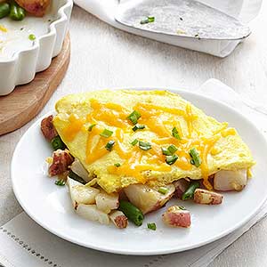 Fast Omelet-Topped Rosemary Veggies