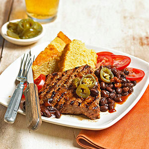 Flat-Iron Steak with BBQ Beans